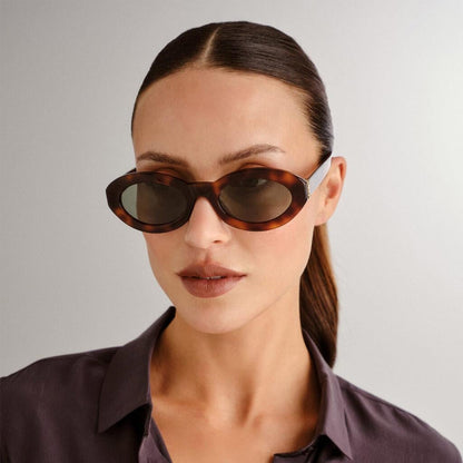 Sain Lauren Retro Oval Havana - Vichyluxury